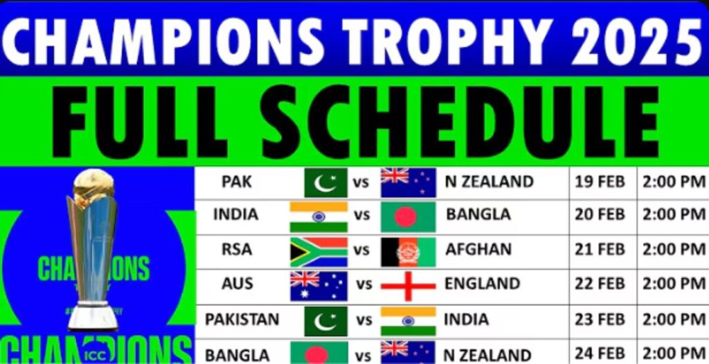 Champions Trophy Schedule 2025